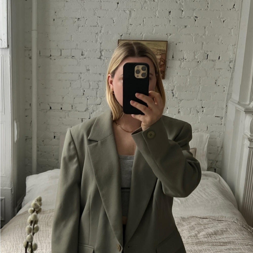 PENDLETON khaki green Wool Classic Blazer - Size 14 - Picture 6 of 7